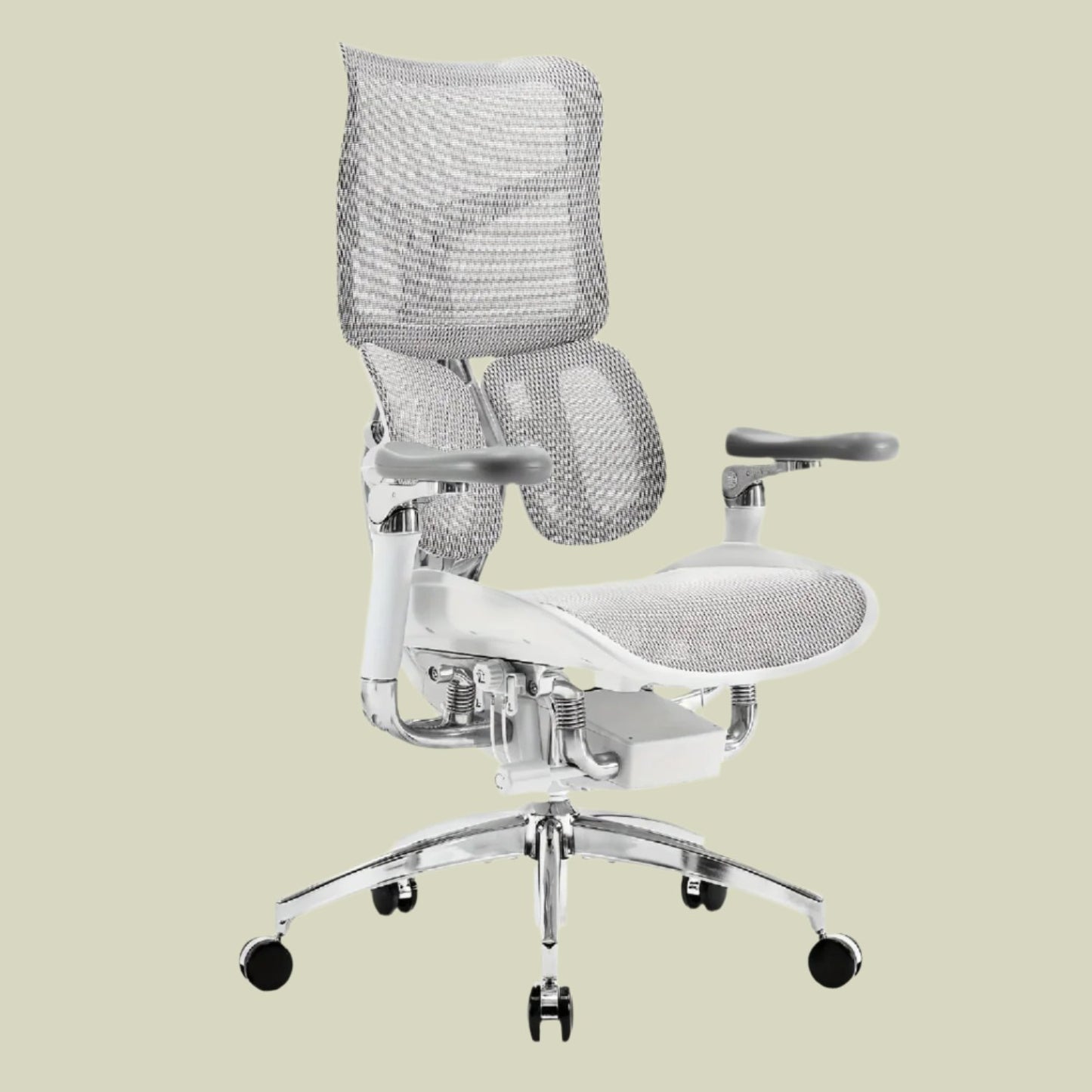 High-back executive mesh office chair with armrests and reclining features for work