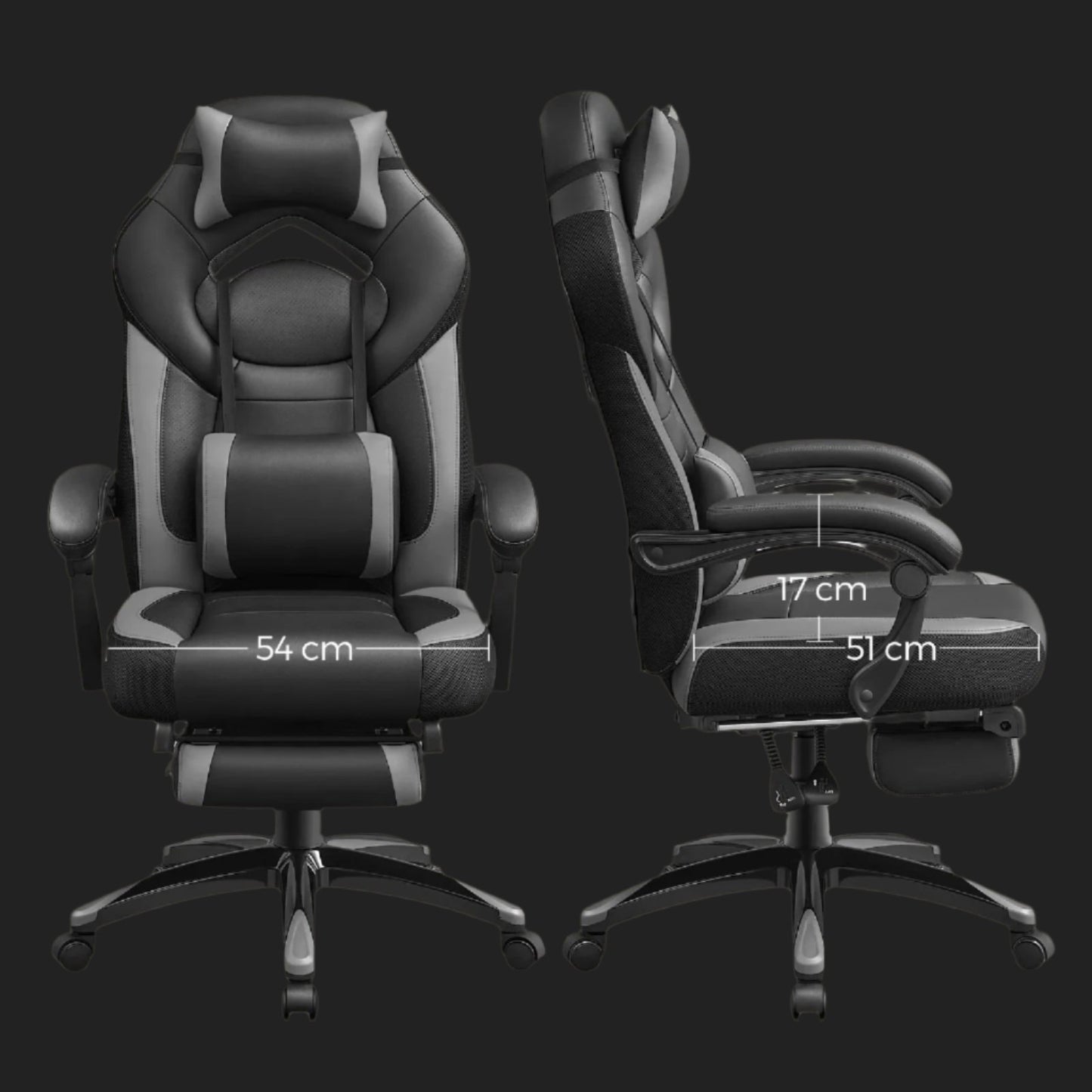 Gaming office chair with memory foam seat and headrest for long work hours