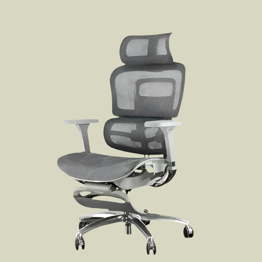 Modern ergonomic office chair for back pain, featuring lumbar support and headrest