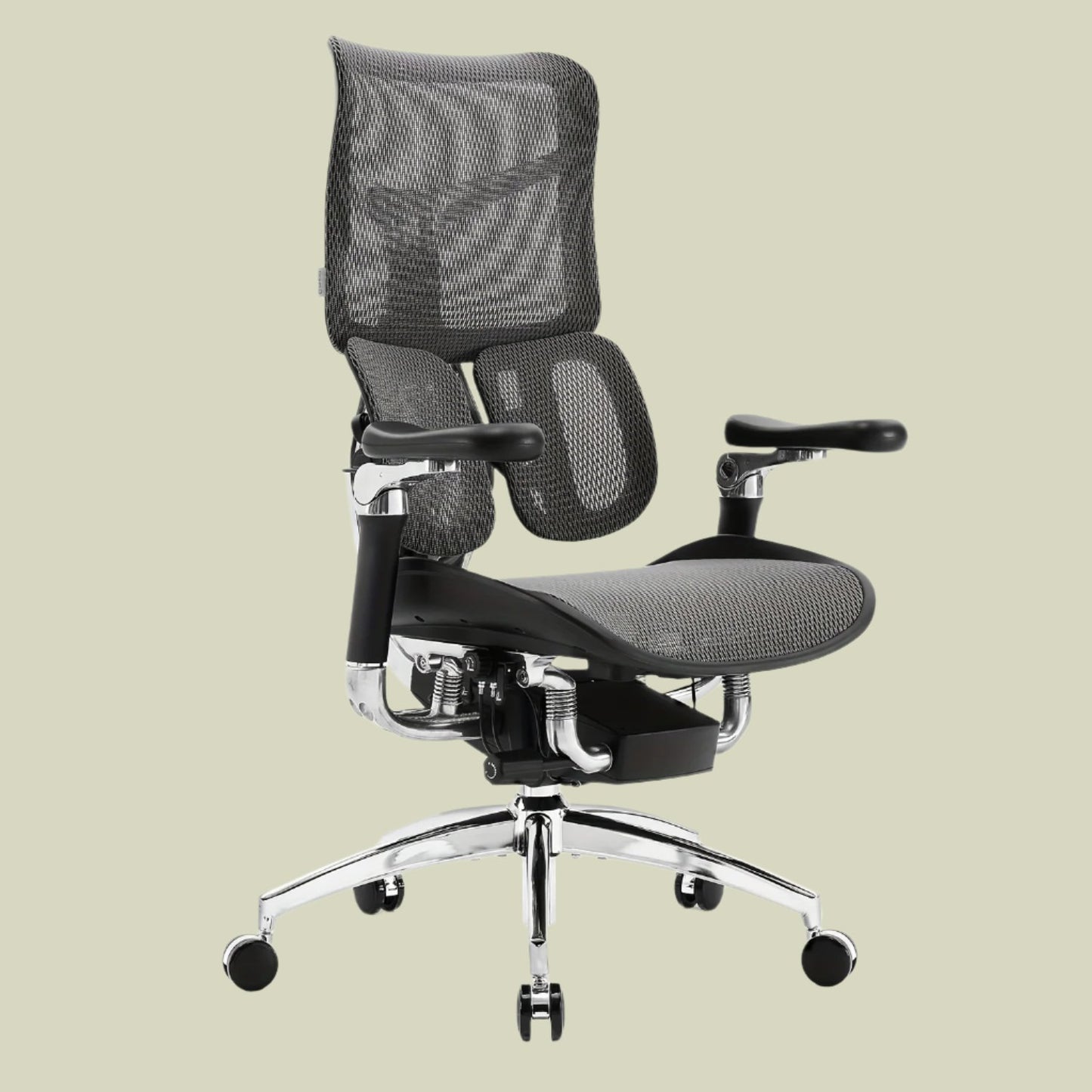 Modern ergonomic office chair for back pain, featuring lumbar support and headrest